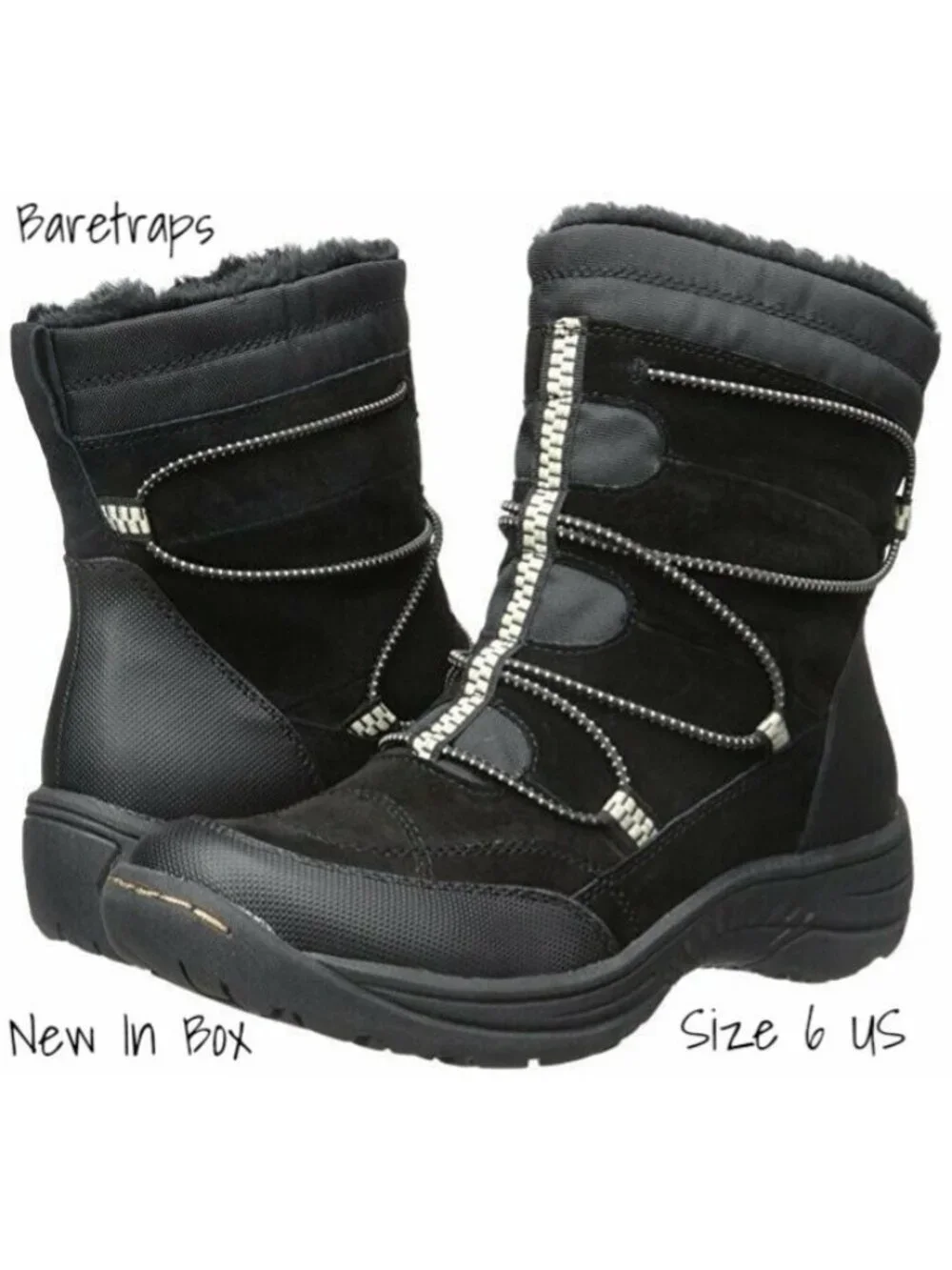 Baretraps Water Resistant Winter Boots Black Size 6 M - New in Box